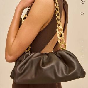 New Cult Gaia Dulce Leather Bag with Gold Chain